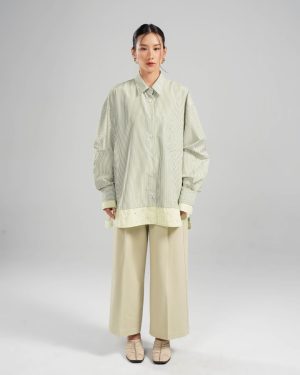 Karumi - Aoi Shirt - Sage Striped